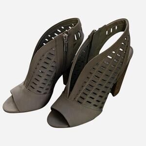 NWOT Vince Camuto Gray Taupe Cutout Heeled Sandals Peep Toe Booties Size 9